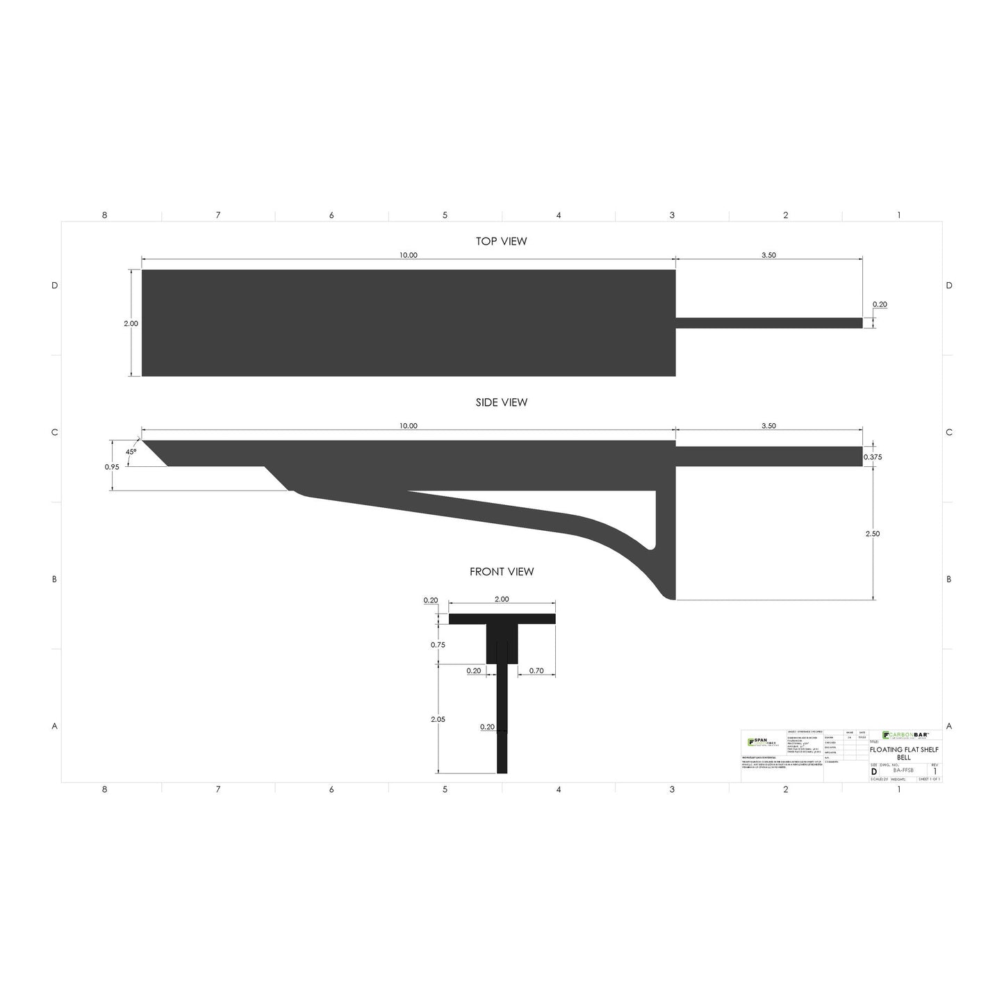 Floating Flat Shelf - Bell (2 Pack)