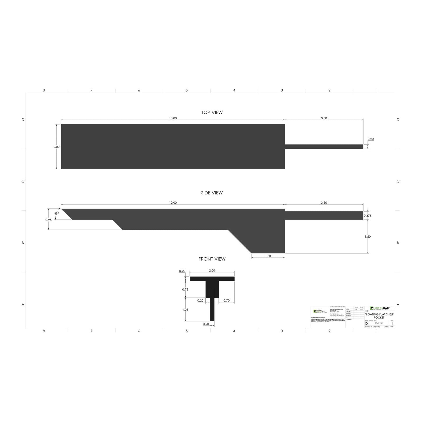 Floating Flat Shelf - Rocket (2 Pack)